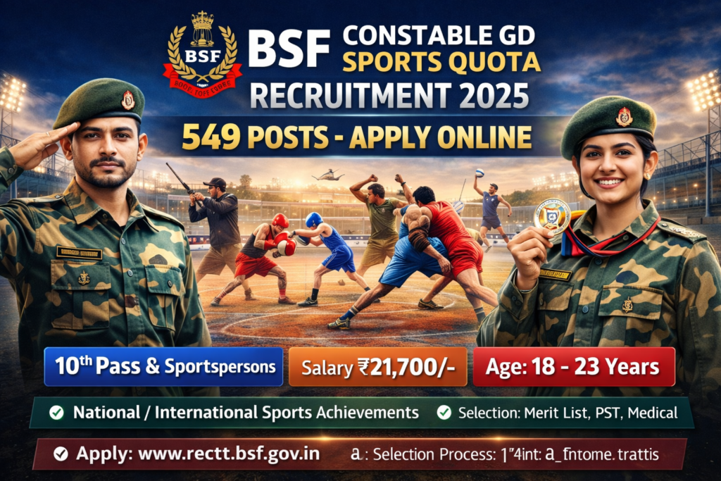 BSF Constable GD Sports Quota Recruitment