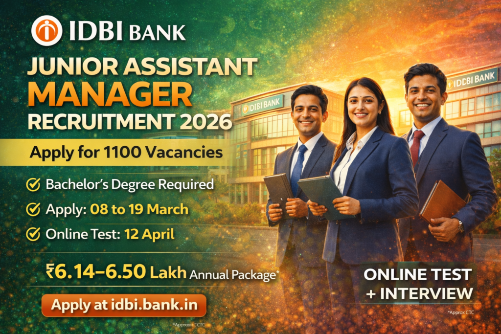 IDBI Bank Junior Assistant Manager (JAM) Recruitment 2026
