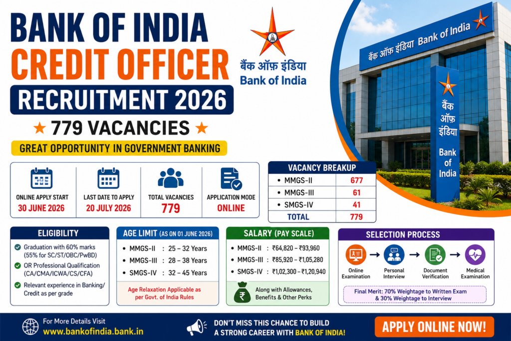 Bank of India Credit Officer Recruitment 2026